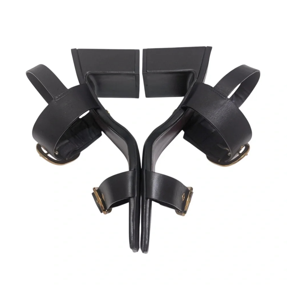 Zara Black Leather Block Heel Buckled Sandals. Size 8 - Picture 7 of 15